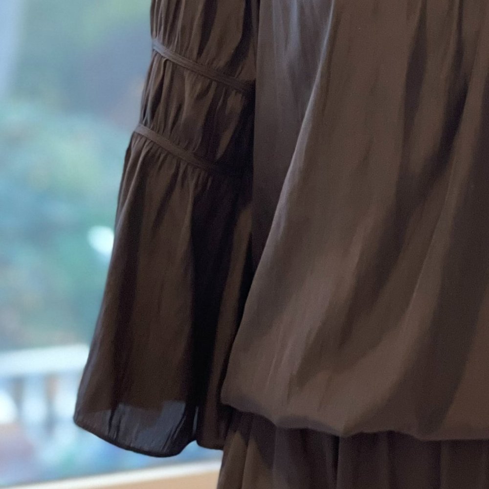 Ramy Brook Black Mini Dress Shirred Waist - Picture 5 of 7
